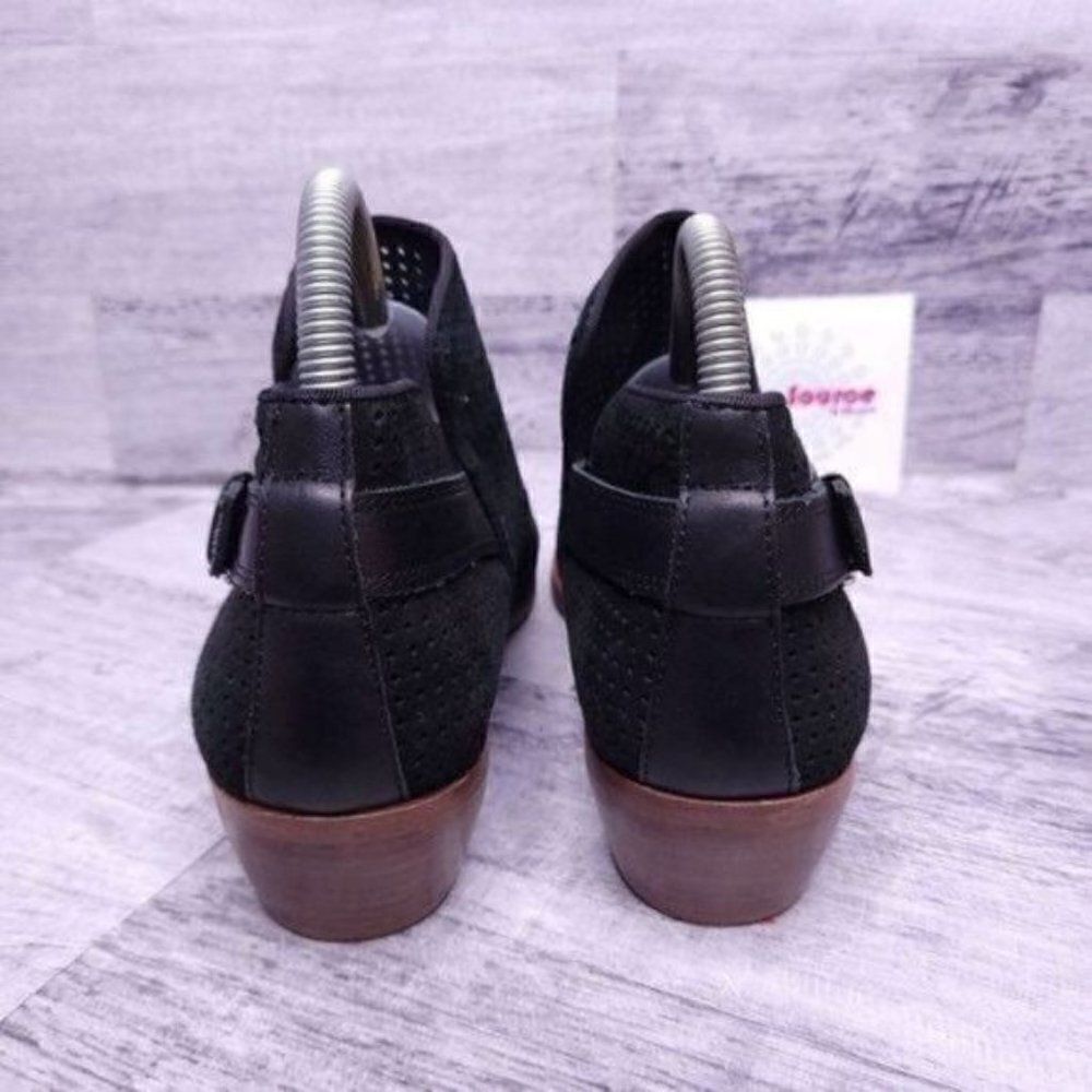 Sam Edelman Paula Suede Perforated Heeled Ankle Boot Black Women's sz 8 - Picture 4 of 8